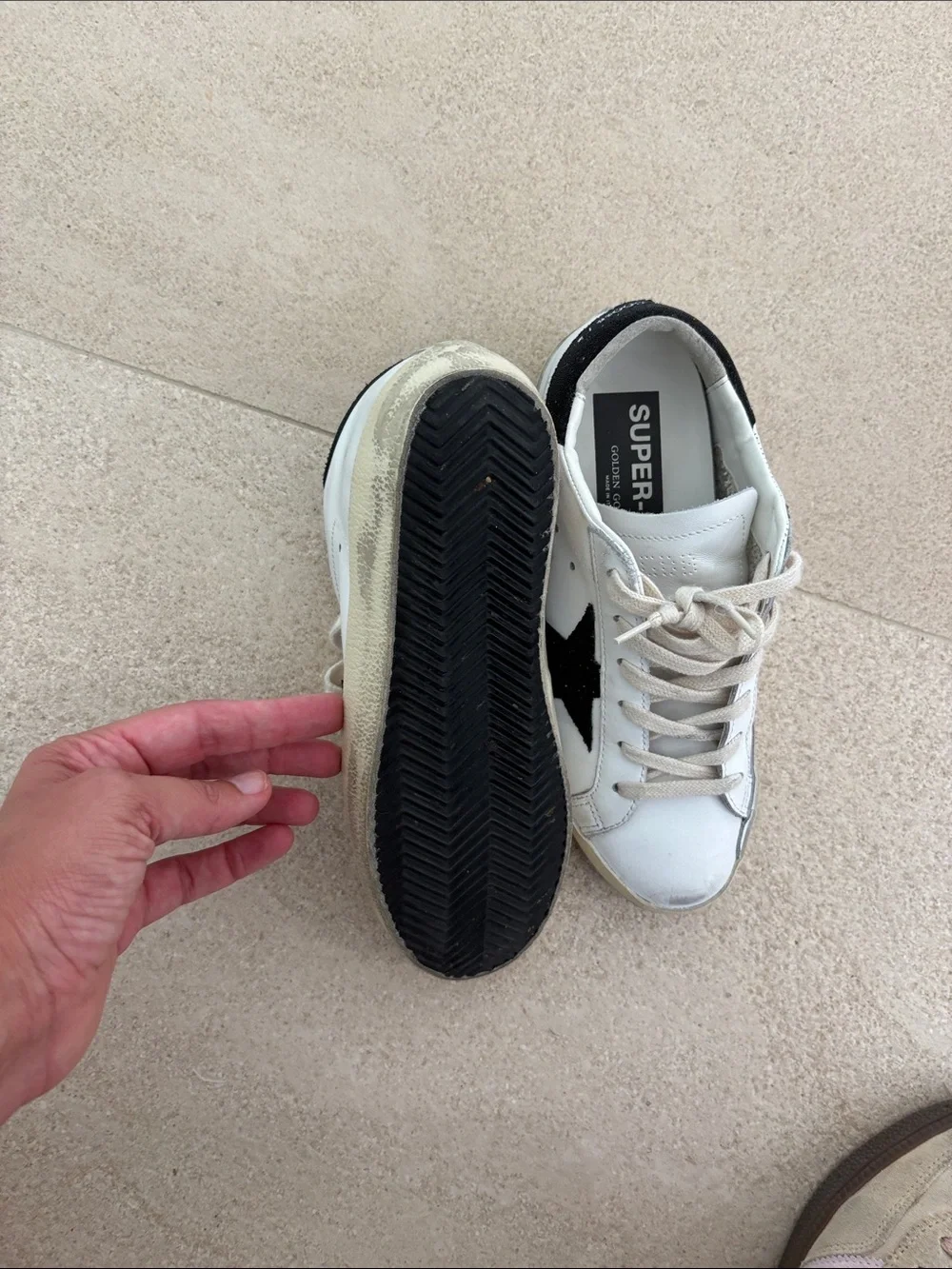 White & Black Leather golden goose Sneakers